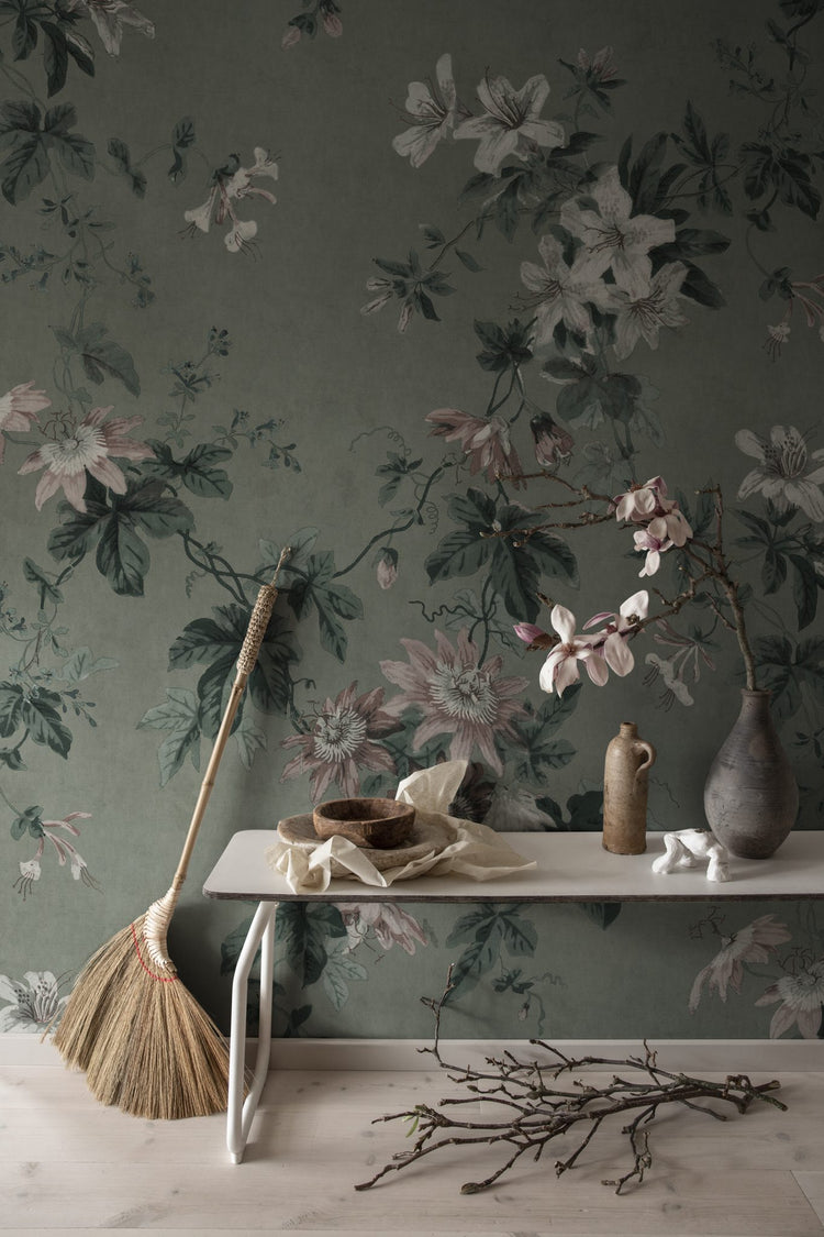 PAPEL PINTADO FLOR DE LA PASION SAGE GREEN