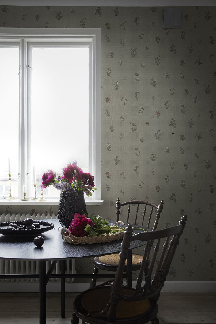 PAPEL PINTADO FLORES NÓRDICAS GREEN