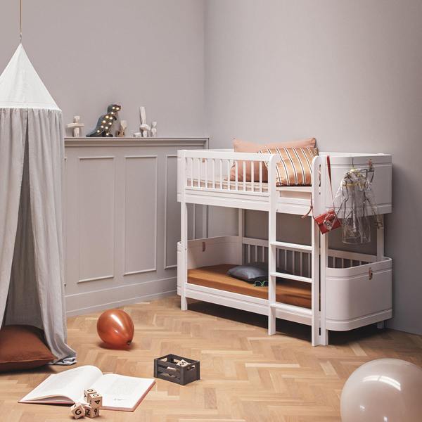 WOOD MINI + LOW BUNK BED, WHITE