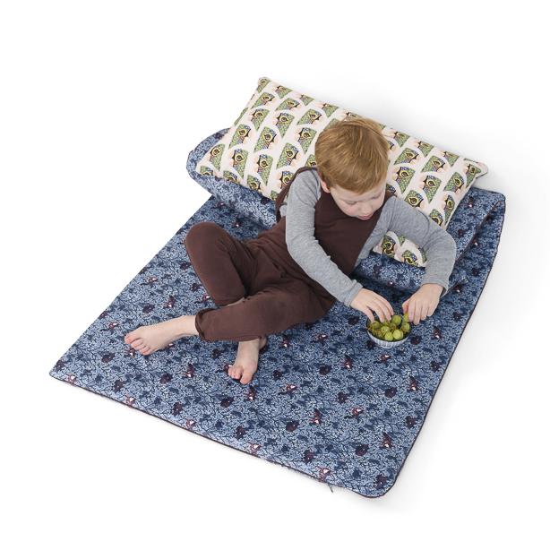 COLCHONETA ALGODÓN BIOLÓGICO ZORRO AZUL REVERSIBLE