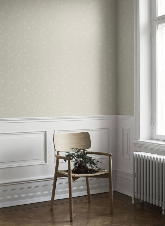 PAPEL PINTADO FLORES ESTRELLA DEL NORTE BEIGE