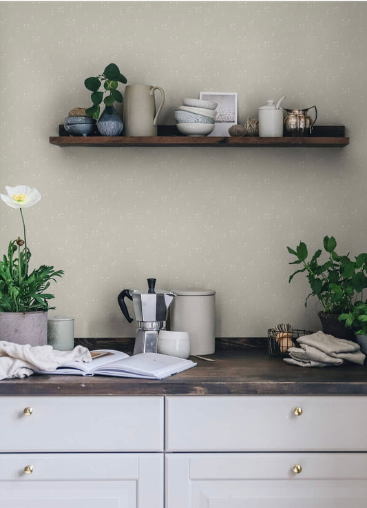 PAPEL PINTADO FLORES ESTRELLA DEL NORTE BEIGE