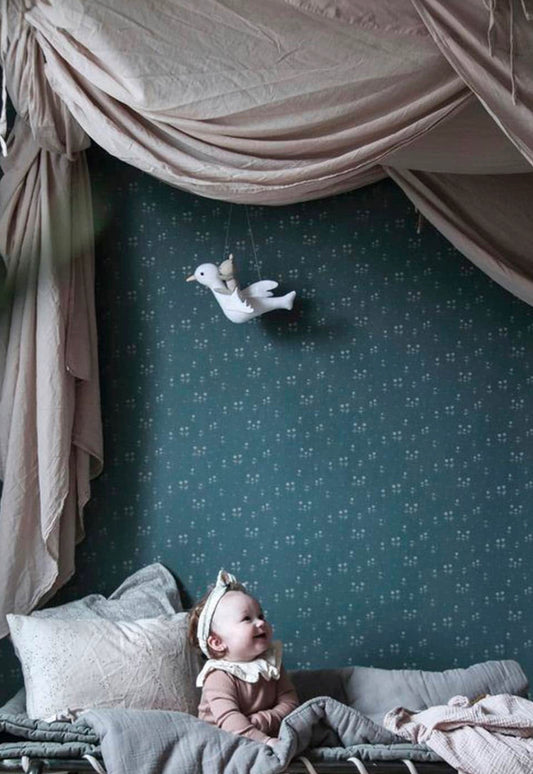 PAPEL PINTADO FLORES ESTRELLA DEL NORTE ÍNDIGO BLUE