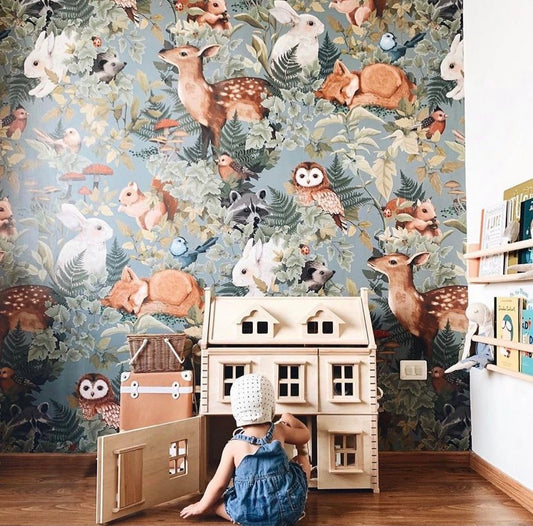 PAPEL PINTADO BOSQUE AZUL