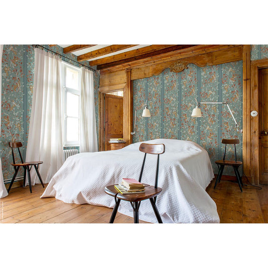 PAPEL PINTADO ARDILLAS VERDE