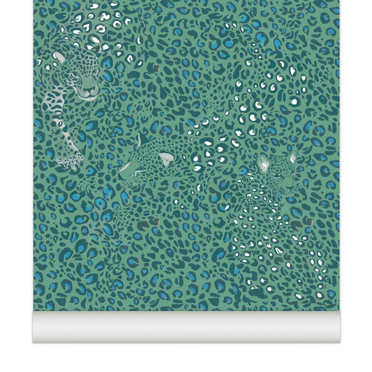 PAPEL PINTADO LEOPARDO MENTA