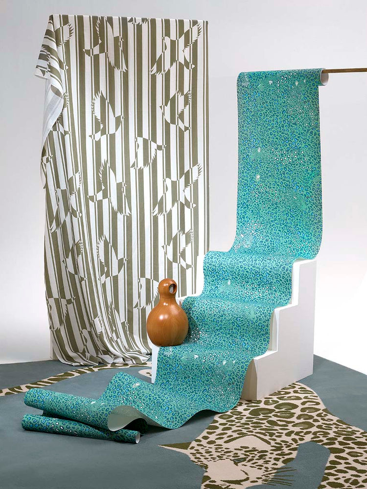 PAPEL PINTADO LEOPARDO MENTA