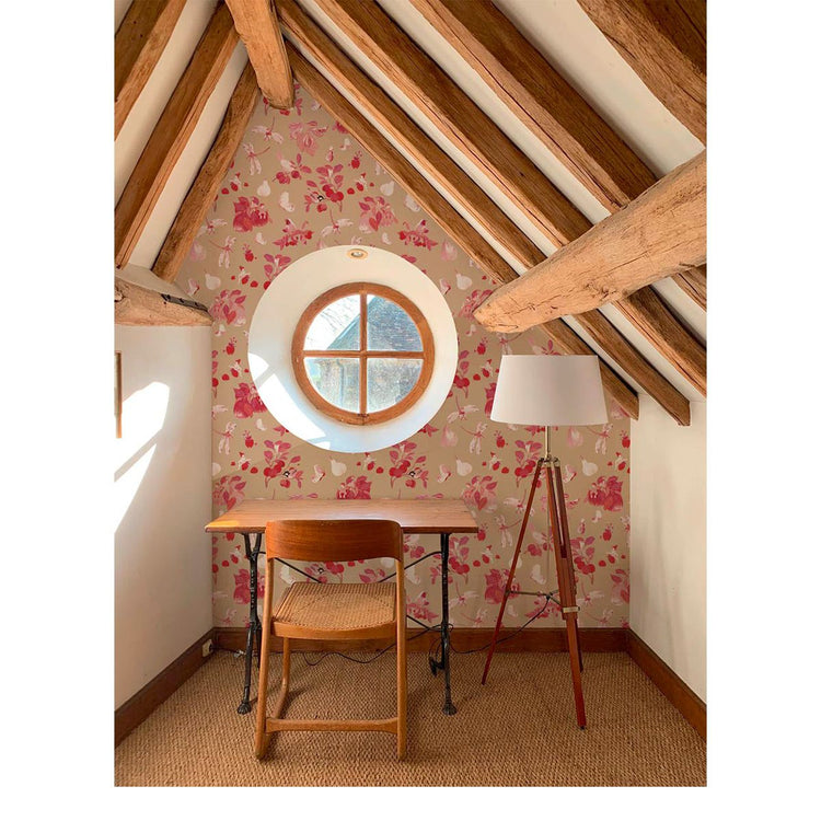 PAPEL PINTADO FIESTA EN EL JARDÍN RASPBERRY