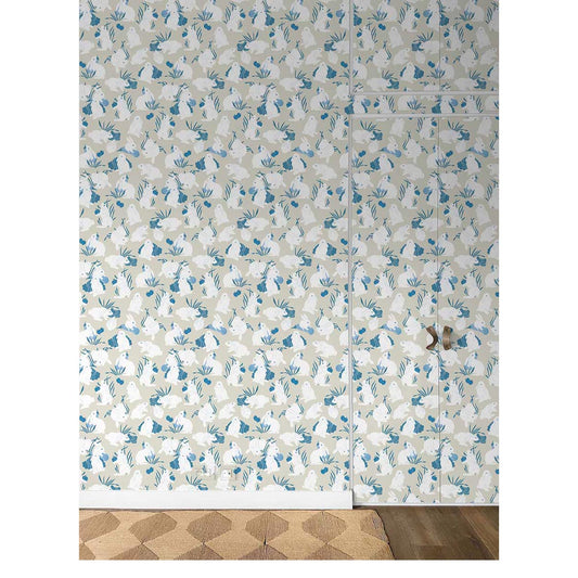 PAPEL PINTADO CONEJOS ARÁNDANOS