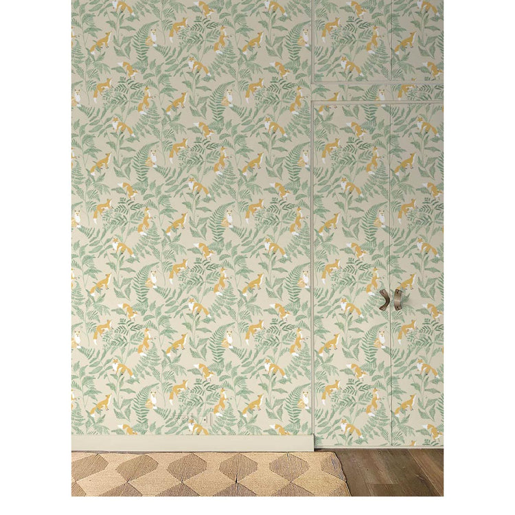 PAPEL PINTADO ZORROS BEIGE