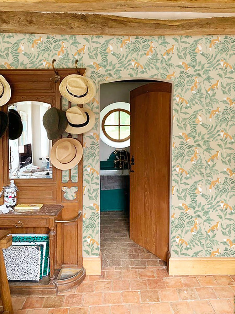 PAPEL PINTADO ZORROS BEIGE