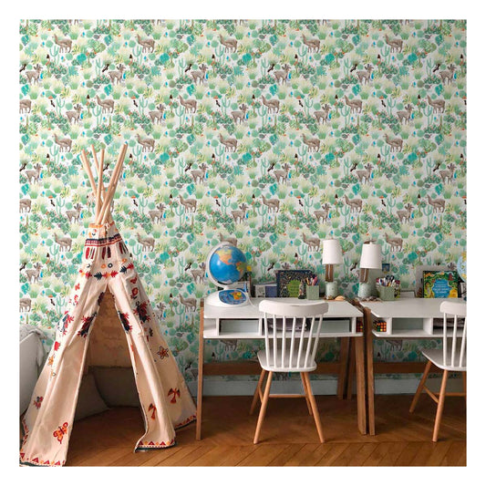 PAPEL PINTADO LLAMAS ESMERALDA