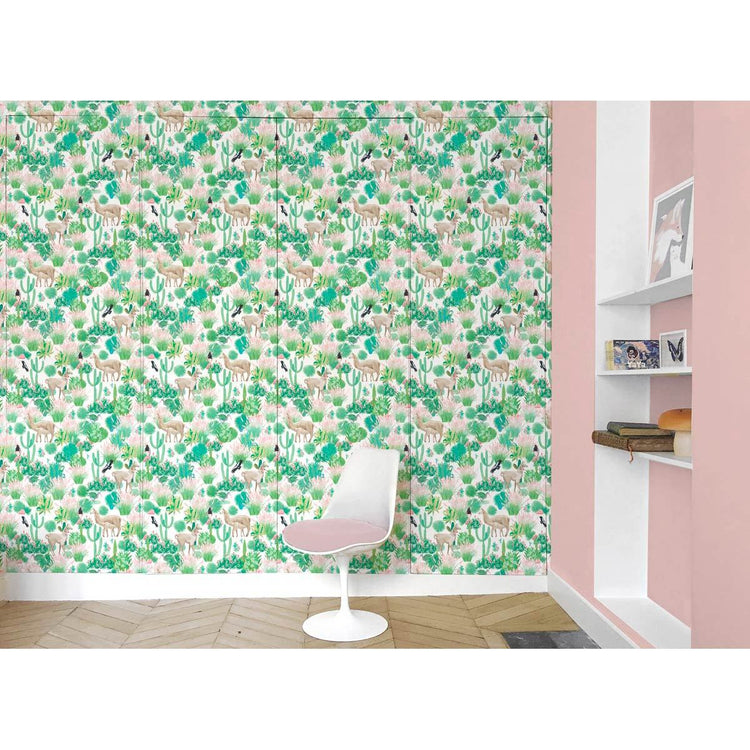 PAPEL PINTADO LLAMAS PINK