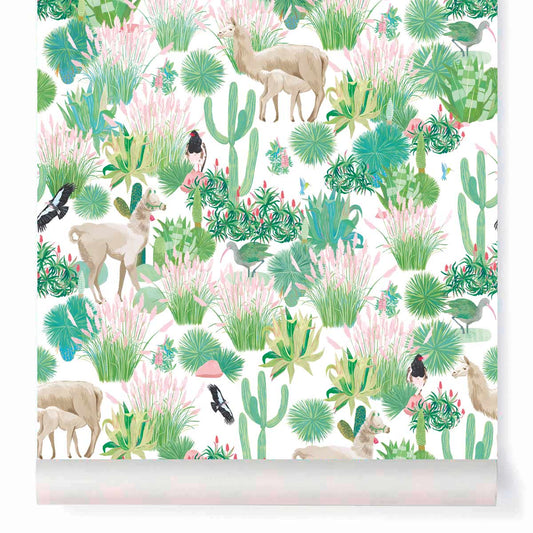 PAPEL PINTADO LLAMAS PINK