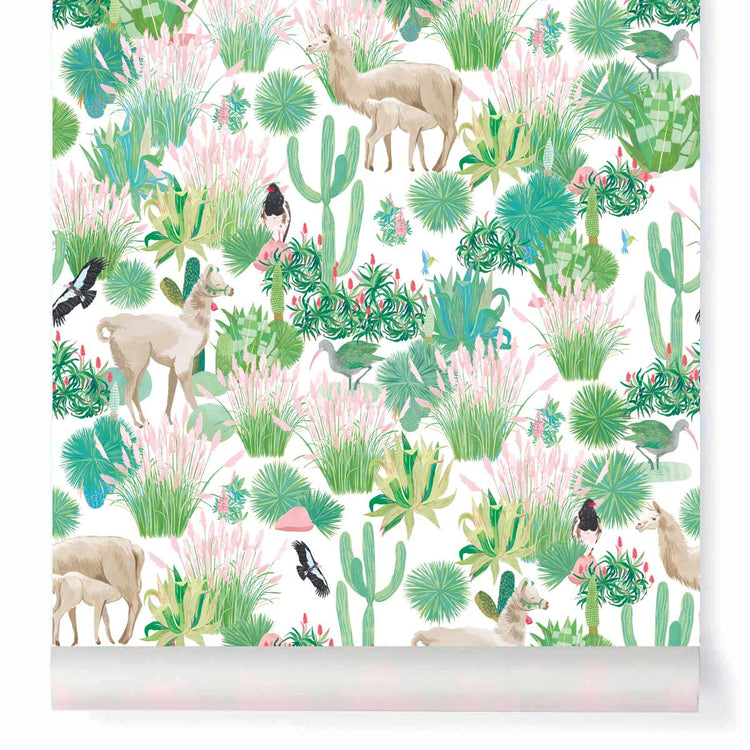 PAPEL PINTADO LLAMAS PINK