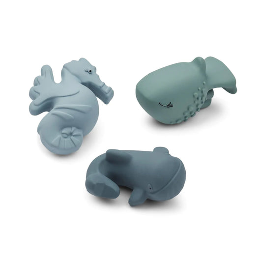 TRES JUGUETES DE BAÑO NORI WHALE BLUE MIX