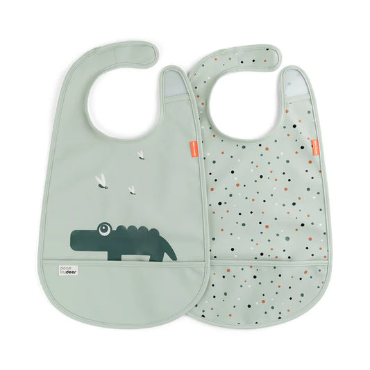 Pack de 2 Baberos con Velcro Croco Verde