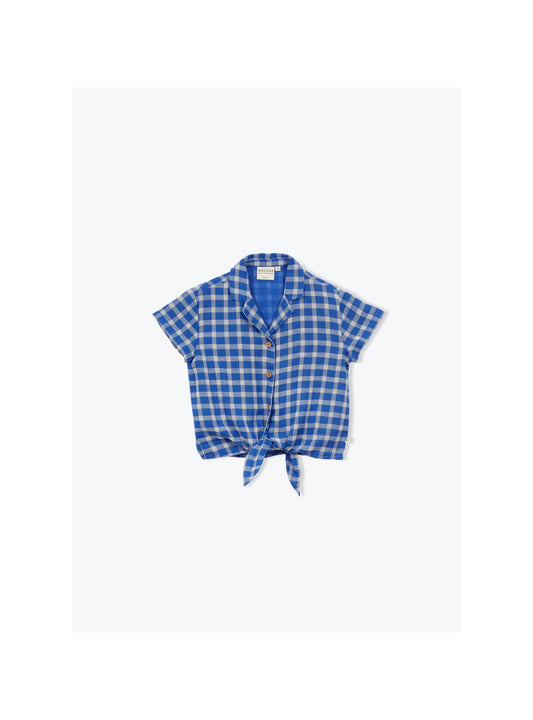 Camisa cuadros azul con lazo Arsène et les Pipelettes