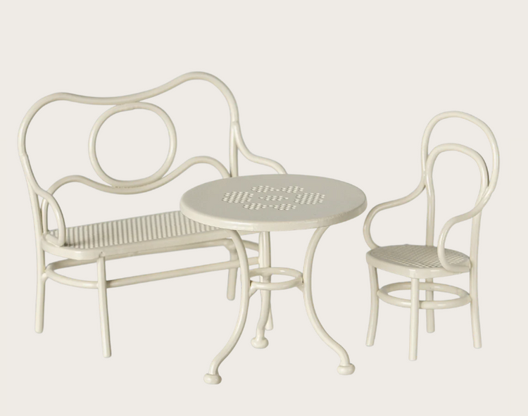 Set de café con mobiliario completo, Pequeño - Blanco hueso
