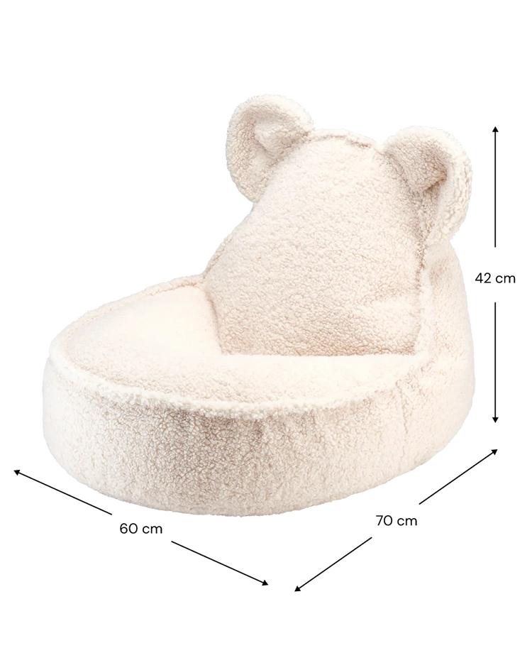 Cream White Bear Beanbag and Ottoman Set