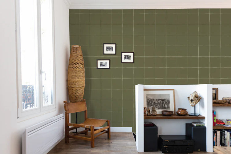 PAPEL PINTADO GRID OLIVE