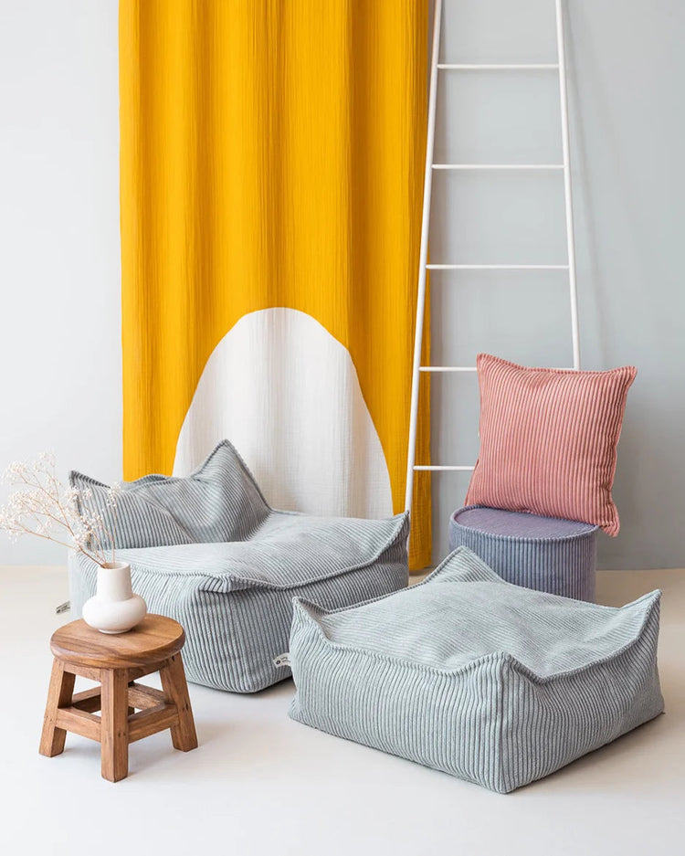 Peppermint Green Beanbag Chair and Ottoman Set