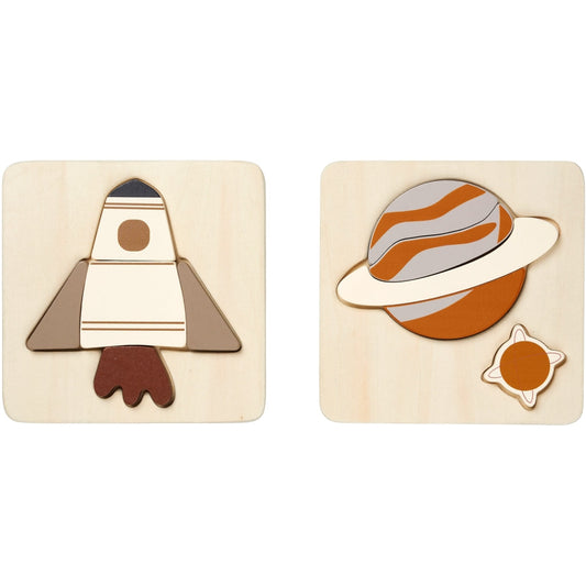 Puzzle de Madera - Cohete y Planeta