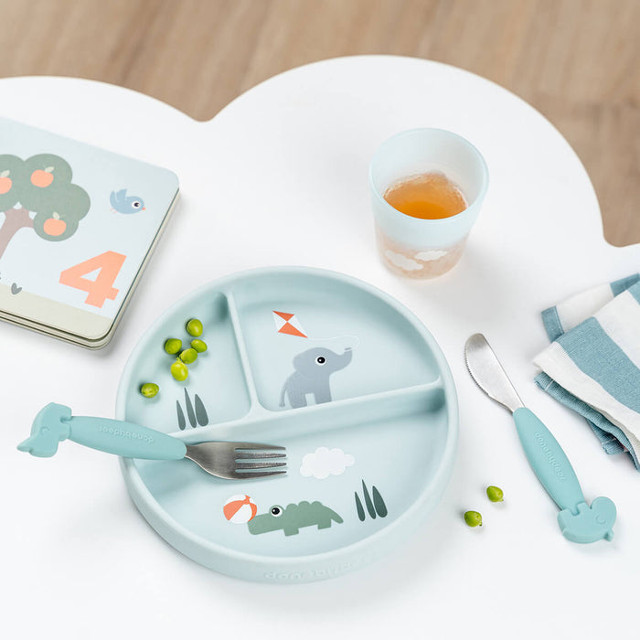 Plato Stick & Stay con Compartimentos Playground color Azul
