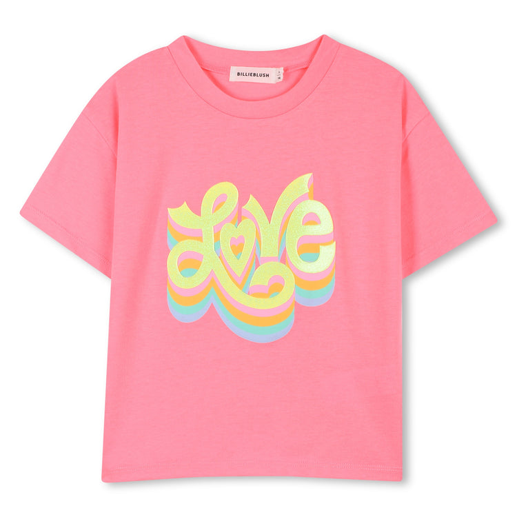 Camiseta de manga corta con ilustración brillante