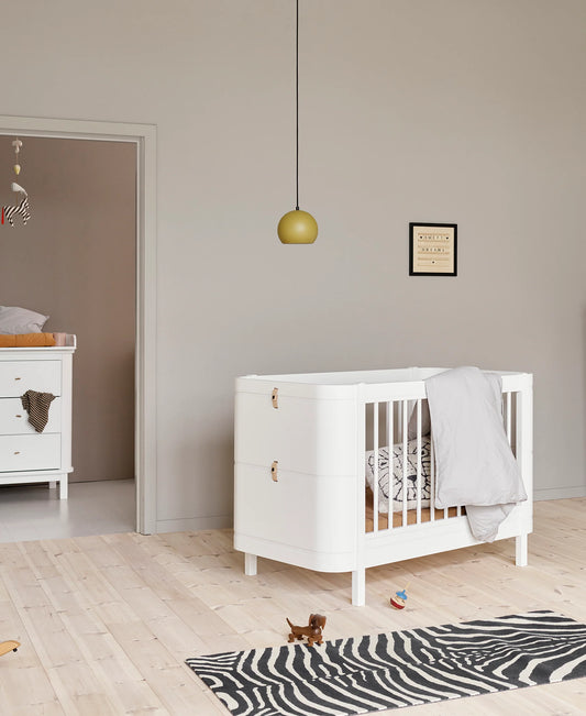 WOOD MINI + COT BED, INC. JUNIOR KIT, WHITE