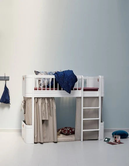 WOOD MINI + LOW LOFT BED, WHITE