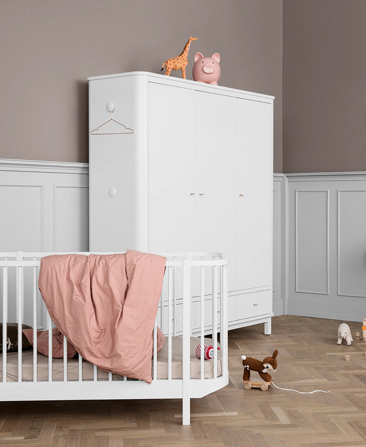 WOOD WARDROBE 3 DOORS, WHITE