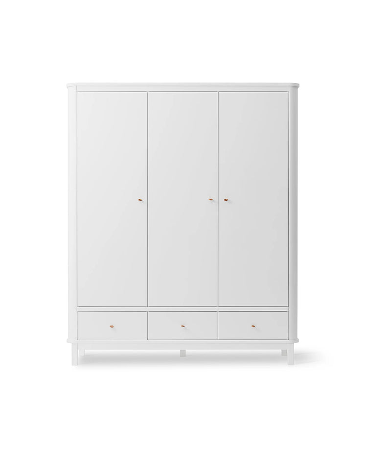 WOOD WARDROBE 3 DOORS, WHITE