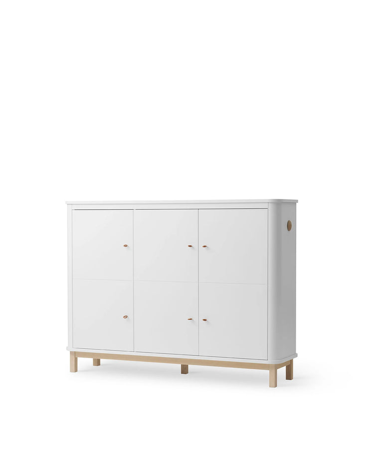 WOOD MULTI CUPBOARD 3 DOORS, WHITE/OAK