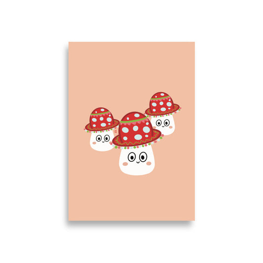 Lámina Decorativa Tres Setas Con Sombrero por Margaux Levaufre