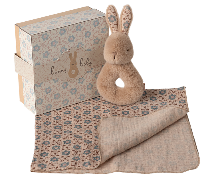 Set sonajero conejo melocotón crema- MAILEG