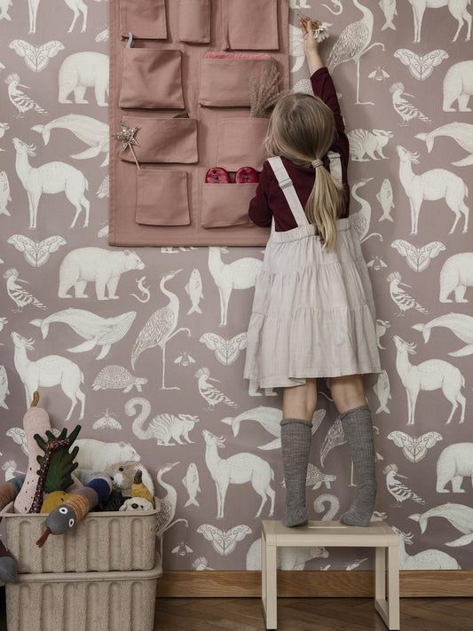 PAPEL PINTADO ANIMALES ROSA