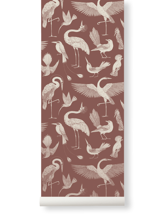 PAPEL PINTADO BIRDS ROJO